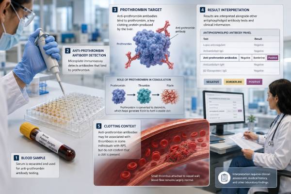Learn what an anti-prothrombin antibody test measures, how it differs from aPS/PT testing, and what a positive result may mean for APS and clotting risk.