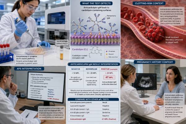 Learn how anticardiolipin IgM results are interpreted, why low values may be temporary, and when persistent IgM may matter for APS, clotting, and pregnancy loss.
