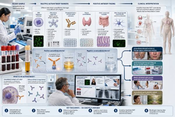 Explore common autoantibody blood tests, what positive, negative, and borderline results mean, and how ANA, ENA, RF, anti-CCP, ANCA, and organ-specific markers guide diagnosis.