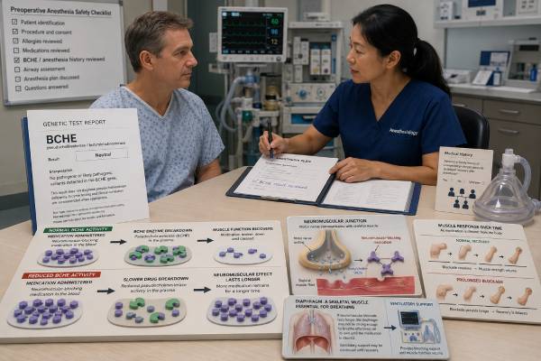 BCHE Genetic Test: Pseudocholinesterase Deficiency, Anesthesia Risk, and Results Understand how a BCHE genetic test, pseudocholinesterase activity, and dibucaine number reveal prolonged succinylcholine or mivacurium paralysis risk and guide safer anesthesia.