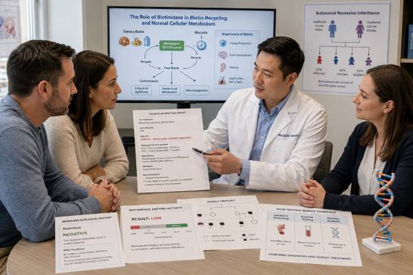 Biotinidase Deficiency Genetic Test: BTD Gene Mutations and Results Learn how BTD genetic testing and enzyme activity confirm profound or partial biotinidase deficiency, explain variants, and guide treatment and family risk.
