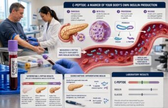 Learn how a C-peptide blood test measures pancreatic insulin production, what high or low results mean, how ranges vary, and how it helps evaluate diabetes and hypoglycemia.