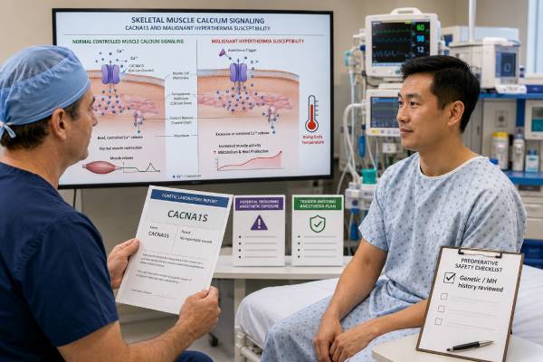 CACNA1S Genetic Test: Malignant Hyperthermia Risk and Results Understand what CACNA1S genetic test results mean for malignant hyperthermia risk, trigger-free anesthesia, contracture testing, and family screening.