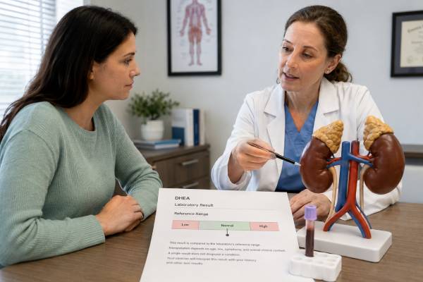DHEA Blood Test: High, Low, Normal Range, Adrenal Function, and Results Learn what a DHEA blood test measures, why levels may be high or low, how age and timing affect the normal range, and which adrenal hormone tests may come next.