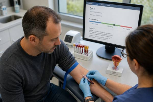 Dihydrotestosterone (DHT) Test: High, Low, Hair Loss, Prostate, and Results Understand DHT testing, including high and low results, 5-alpha-reductase inhibitors, hair loss, prostate effects, assay limitations, and appropriate follow-up.