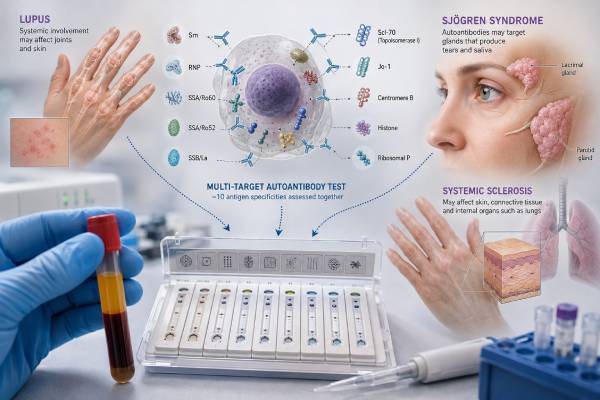 Understand what an ENA 10 panel tests, how SSA, SSB, Sm, RNP, Scl-70, Jo-1, and other antibodies relate to lupus, Sjögren disease, scleroderma, and overlap syndromes.