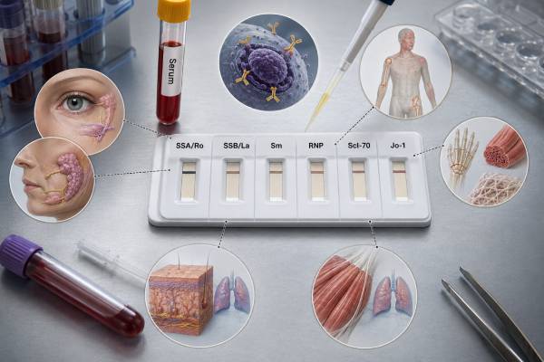 Learn how an ENA 6 panel interprets SSA/Ro, SSB/La, Sm, RNP, Scl-70, and Jo-1 antibodies in lupus, Sjögren disease, scleroderma, MCTD, and myositis.