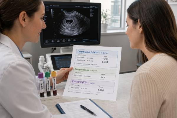 Early Pregnancy Blood Test Panel: hCG, Progesterone, Estradiol, and Results Learn how an early pregnancy blood panel combines hCG, progesterone, and estradiol, what result patterns may mean, and why ultrasound and clinical follow-up remain essential.