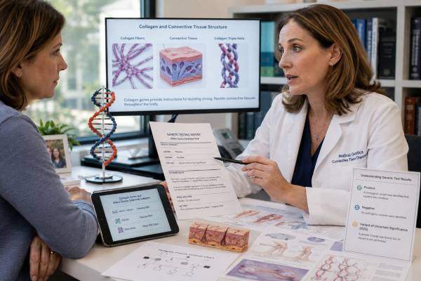 Ehlers-Danlos Syndrome Genetic Test: COL5A1, COL5A2, COL3A1, and Results Understand Ehlers-Danlos genetic testing for COL5A1, COL5A2, and COL3A1, including classic and vascular EDS results, negative panels, VUS findings, family risk, and next steps.
