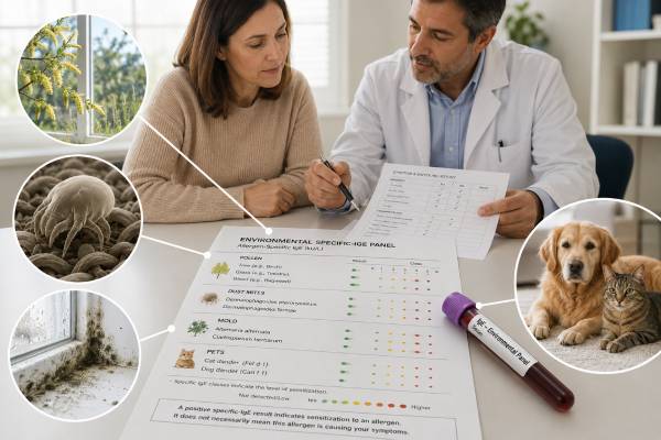 Learn how an environmental allergy IgE panel tests pollen, mold, dust mites, pets, and pests, what positive results mean, and how findings guide exposure control.