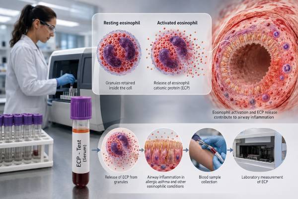 Learn what an eosinophil cationic protein test measures, why ECP rises, how sample handling affects results, and how it compares with eosinophils and FeNO.