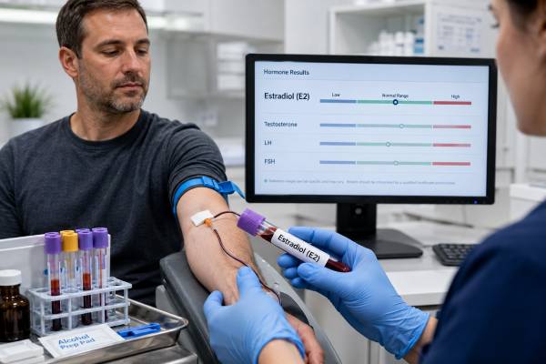 Estradiol (E2) Test in Men: High, Low, Normal Range, and Hormone Balance Understand estradiol testing in men, including sensitive assays, high and low causes, testosterone and SHBG patterns, gynecomastia, bone health, and follow-up.