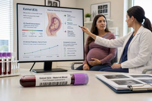 Understand estriol testing in pregnancy, how uE3 and MoM support prenatal screening, causes of low results, and follow-up options after an abnormal screen.