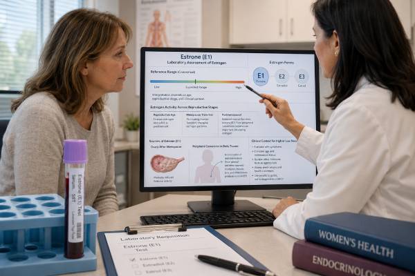 Understand estrone testing in menopause and other settings, why E1 may be high or low, how it differs from estradiol, and what follow-up is useful.