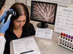 Learn how testosterone, DHEA-S, ferritin, and TSH tests are used in female hair loss, what abnormal results can mean, and when scalp-focused evaluation is needed.