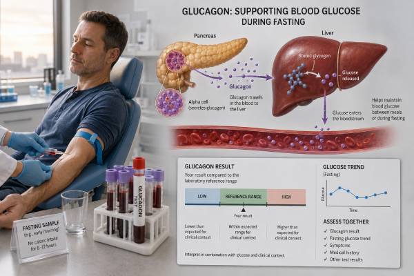 Glucagon Blood Test: High, Low, Normal Range, and Glucose Control Learn what a glucagon blood test measures, why high or low levels occur, how ranges and assay methods differ, and when results may suggest glucagonoma or impaired glucose counter-regulation.