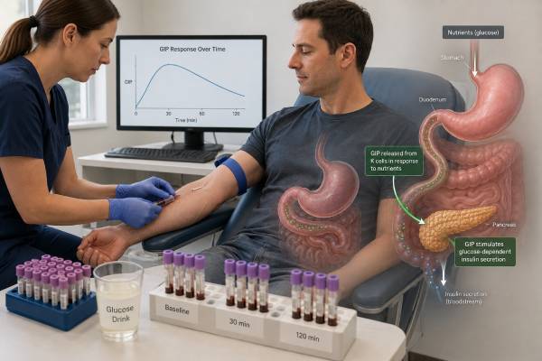 Glucose-Dependent Insulinotropic Peptide (GIP) Test: Incretin Hormone and Results Learn what a GIP test measures, how active and total GIP differ, why meal timing and sample handling matter, and what high or low results may mean.