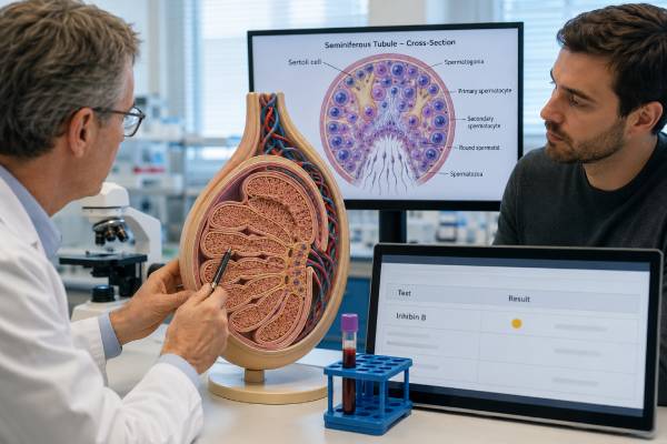 Learn what a gynecomastia hormone panel measures, how testosterone, estradiol, LH, hCG, and prolactin patterns are interpreted, and when imaging or urgent assessment is needed.