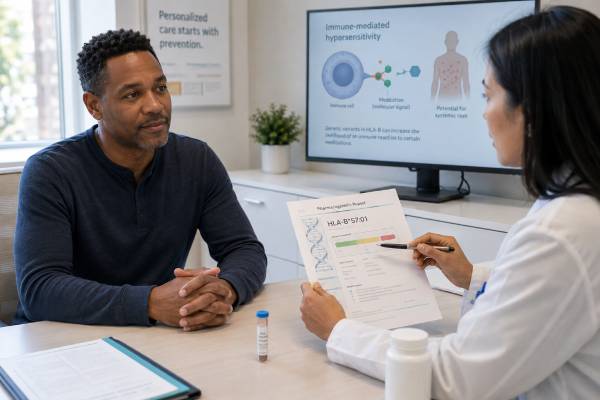 HLA-B*57:01 Genetic Test: Abacavir Hypersensitivity Risk and Results Understand HLA-B*57:01 testing before abacavir, positive and negative result meaning, hypersensitivity symptoms, permanent rechallenge precautions, and HIV treatment alternatives.