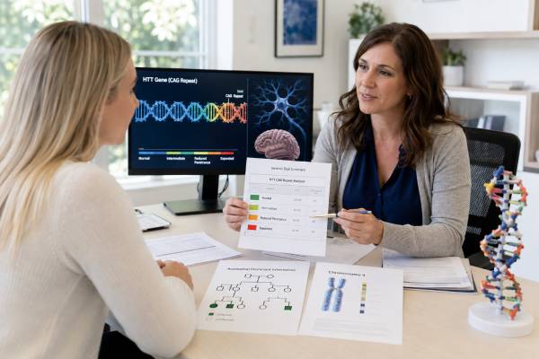 Huntington Disease Genetic Test: HTT Gene CAG Repeats, Risk, and Results Understand the Huntington disease HTT CAG repeat test, including normal, intermediate, reduced-penetrance, positive, predictive, family, and reproductive results.