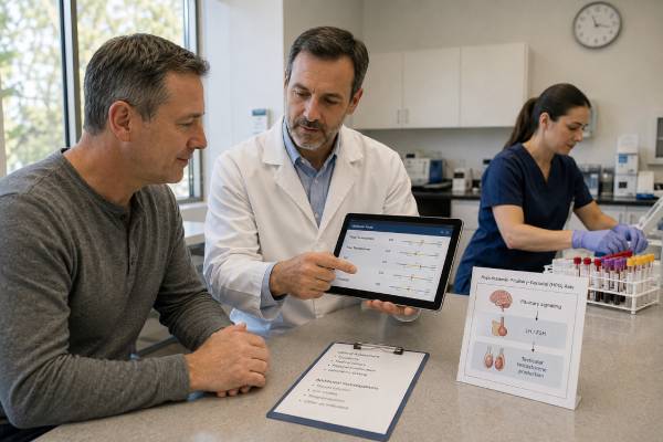 Understand how a hypogonadism blood test panel uses total and free testosterone, LH, FSH, and prolactin to confirm low testosterone, identify its cause, and guide safe treatment.