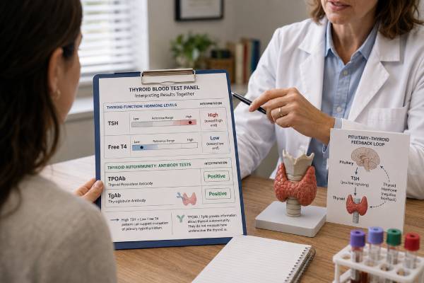 Hypothyroidism Blood Test Panel: High TSH, Free T4, TPOAb, TgAb, and Results Learn how high TSH, low or normal free T4, TPOAb, and TgAb results identify hypothyroidism, Hashimoto thyroiditis, treatment needs, and follow-up.