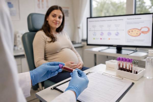 Learn how an inhibin A test is used in the pregnancy quad screen and selected ovarian evaluations, including MoM results, high and low values, follow-up, and limits.