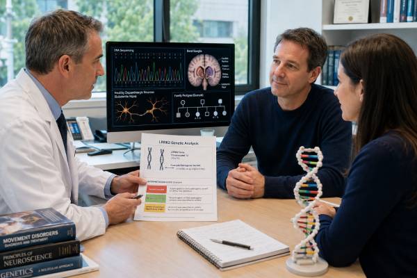 LRRK2 Genetic Test Parkinson Disease Risk and Results Understand LRRK2 genetic testing for Parkinson disease, including pathogenic variants, penetrance, family risk, uncertain results, and clinical next steps.