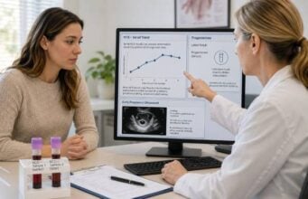 Understand hCG and progesterone testing for suspected miscarriage, common result patterns, ultrasound follow-up, treatment limits, and urgent ectopic warning signs.