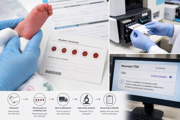 Neonatal TSH Test: Congenital Hypothyroidism, Newborn Thyroid Screening, and Results Learn how neonatal TSH screening detects congenital hypothyroidism, why timing matters, what high or borderline results mean, and how babies are treated.