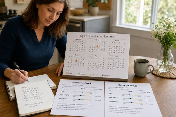 Understand when perimenopause hormone testing is useful, how FSH, estradiol, and progesterone fluctuate, and which irregular bleeding results need follow-up.