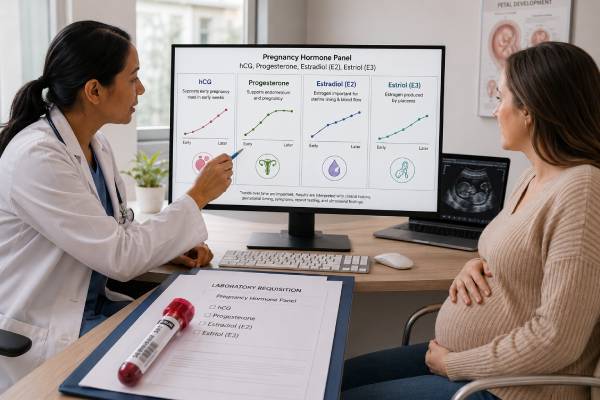 Understand hCG, progesterone, estradiol, and estriol pregnancy tests, what results can show, treatment effects, and when ultrasound or other testing is more useful.