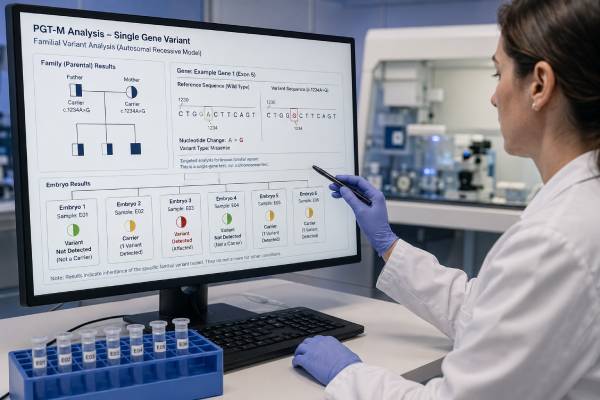 Preimplantation Genetic Testing for Monogenic Disease (PGT-M): Inherited Disease and Results Learn how PGT-M tests IVF embryos for a known inherited disease, including assay development, linkage, affected and carrier results, limitations, and prenatal confirmation.