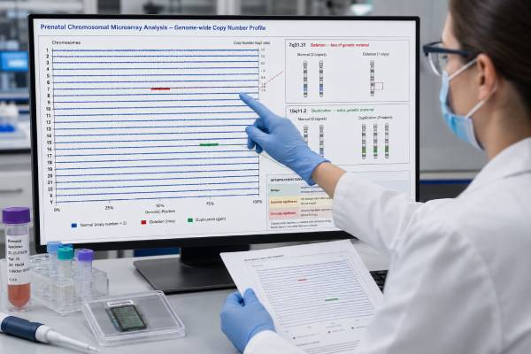 Prenatal Chromosomal Microarray Test: Deletions, Duplications, and Results Prenatal chromosomal microarray testing detects fetal chromosome deletions and duplications. Learn when CMA is used, how results and VUS are interpreted, and its limits.