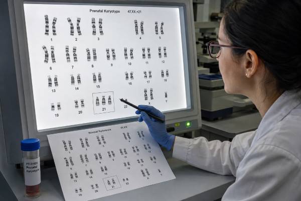 Prenatal Karyotype Test: Chromosome Abnormalities and Results A prenatal karyotype diagnoses chromosome number and structural abnormalities. Learn how CVS or amniocentesis results are written, what mosaicism means, and when other tests are needed.