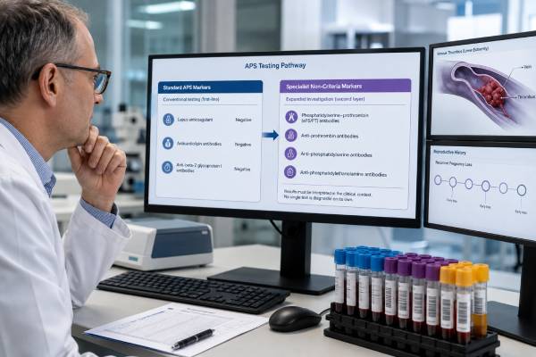 Learn what a seronegative APS test panel may include, why non-criteria antibodies require cautious interpretation, and how specialists evaluate APS-like symptoms when standard markers are negative.