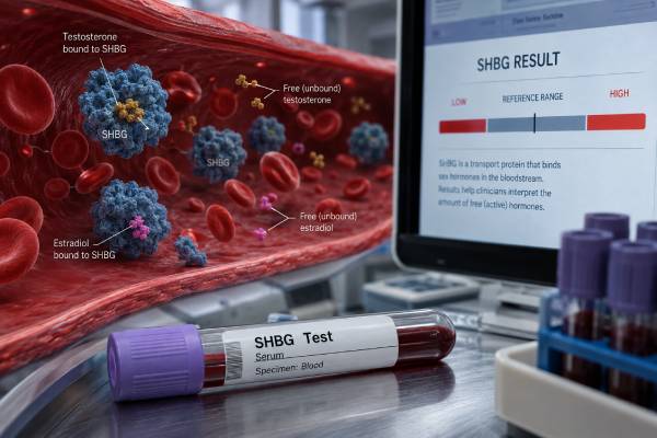 Sex Hormone-Binding Globulin (SHBG) Test: High, Low, Normal Range, and Results Learn what high or low SHBG blood test results mean, how SHBG changes free testosterone, common causes, normal-range limits, and appropriate follow-up testing.