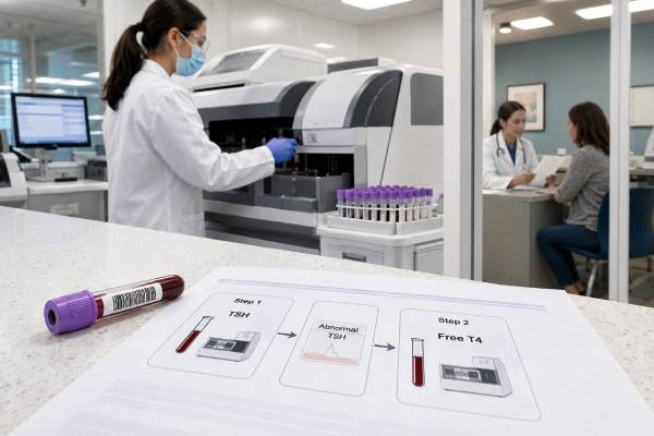 TSH With Reflex to Free T4 Test: Thyroid Screening, Abnormal Results, and Meaning Understand how TSH with reflex to free T4 works, what abnormal result combinations mean, when the algorithm can miss disease, and which follow-up tests help.