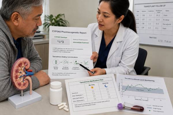 Tacrolimus Pharmacogenetic Test: CYP3A5, Dose, Transplant, and Results Learn how CYP3A5 pharmacogenetic testing can guide an initial tacrolimus dose after transplant, how results are interpreted, and why trough monitoring remains essential.