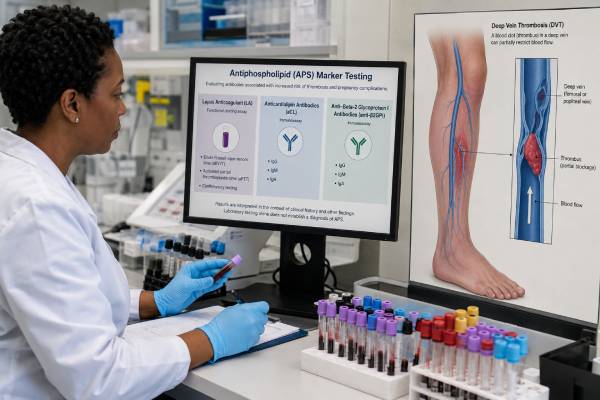 Learn what a thrombosis antiphospholipid panel measures, when APS testing is useful after a clot, how anticoagulants affect results, and what single, double, or triple positivity may mean.