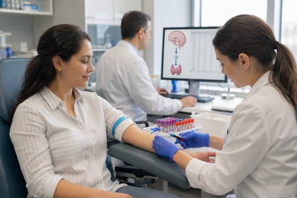 Thyroid-Stimulating Hormone (TSH) Test: Pituitary-Thyroid Axis and Results Learn how to interpret TSH with free T4 across the pituitary-thyroid axis, including primary thyroid disease, central hypothyroidism, TSHoma, assay interference, and treatment monitoring.