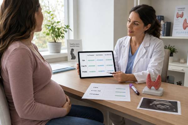Thyroid Tests in Pregnancy: TSH, Free T4, TPOAb, Trimester Ranges, and Results Understand pregnancy TSH, free T4, TPOAb, and TRAb results, trimester ranges, hypothyroid and hyperthyroid patterns, treatment monitoring, and postpartum care.