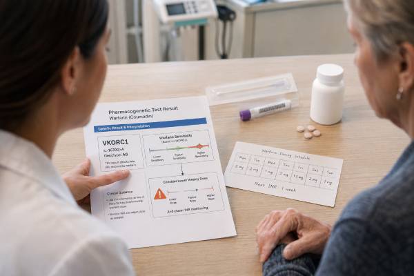 VKORC1 Genetic Test: Warfarin Sensitivity, Dose, and Results Learn how a VKORC1 genetic test predicts warfarin sensitivity, what G/G, G/A, and A/A results mean, and why dosing still requires CYP2C9 data and INR monitoring.