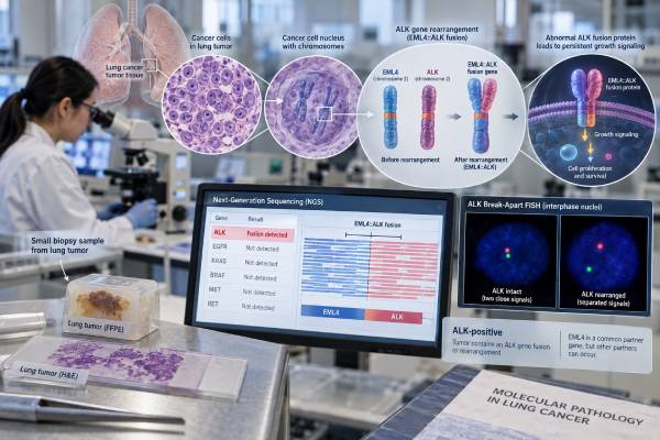 ALK Fusion Test: Gene Fusion, Lung Cancer Marker, Positive Result, and Molecular Meaning Learn what an ALK fusion test detects, how NGS, FISH, and IHC differ, what an ALK-positive lung cancer result means, and how it guides targeted therapy.
