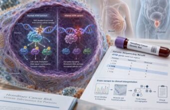 Learn what an ATM mutation test means for DNA repair, hereditary breast and prostate cancer risk, tumor testing, variant classification, screening, and family follow-up.