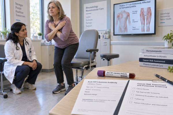 Anti-TIF1-Gamma Antibody Test: Dermatomyositis, Cancer Risk, and Meaning Understand anti-TIF1-gamma antibody results, dermatomyositis features, adult cancer risk, testing limitations, and how risk-based screening is planned.