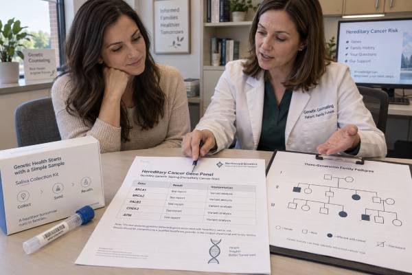 Breast Cancer Gene Panel Test: BRCA, PALB2, CHEK2, ATM, and Hereditary Risk Breast cancer gene panel testing explained: BRCA1/2, PALB2, CHEK2, ATM, positive and VUS results, hereditary risk, screening, and family testing.