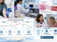 CA 27.29 breast cancer testing explained: reference range, high and normal results, serial trends, metastatic monitoring, recurrence limits, and follow-up guidance.