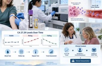 CA 27.29 breast cancer testing explained: reference range, high and normal results, serial trends, metastatic monitoring, recurrence limits, and follow-up guidance.
