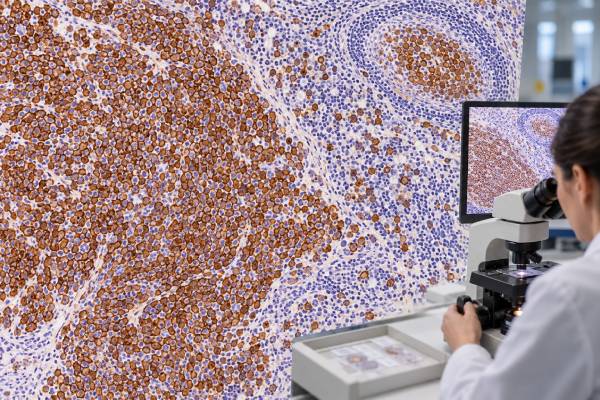 Learn what CD20-positive staining means in B-cell lymphoma, how flow cytometry and IHC differ, and why CD20 expression can change after targeted therapy.